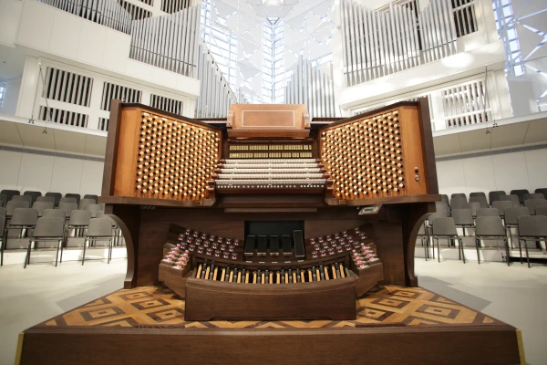 The Hazel Wright Organ was dedicated and first played in 1982, quickly becoming a highlight of Dr. Robert Schuller’s “Hour of Power” broadcasts. When the Diocese of Orange acquired Schuller’s Crystal Cathedral campus in 2012, the organ was in disrepair and in need of a full restoration -- a process that took nearly a decade and was fully completed in 2022. Credit: Greg O'Loughlin / Diocese of Orange