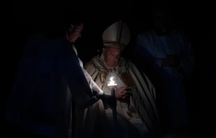 Pope Francis presides at the Vatican's Easter Vigil, Saturday, March 30, 2024 Daniel Ibanez/CNA