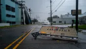 Signage is strewn across the intersection after Hurricane Francine swept through the area on Sept. 11, 2024, in Houma, Louisiana.