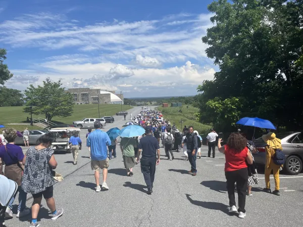 The procession travelled up the hill to Mount Saint Mary's University and Seminary — the same route that Mother Seton took to go to Mass. Credit: Tyler Arnold/CNA