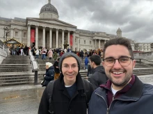 Deacon Nathan Ledoux and his friend Michael Figura at the National Art Gallery in London on Dec. 27, 2023.