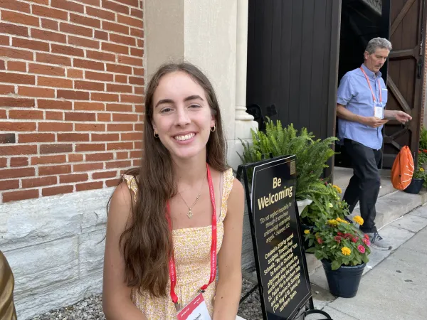 After spending time in the adoration chapel, Abigale LaFave, 17, of Ann Arbor, Michigan, told CNA that what she saw in the church also moved her. Credit: Zelda Caldwell/CNA