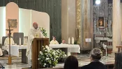 Cardinal Robert McElroy, bishop of San Diego, celebrates Mass at St. Patrick's Church in Rome Aug. 28, 2022.
