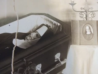 Sister Annella Zervas, OSB, in her casket, after she died at 26 of a debilitating skin disease. August, 1926.?w=200&h=150