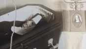 Sister Annella Zervas, OSB, in her casket, after she died at 26 of a debilitating skin disease. August, 1926.