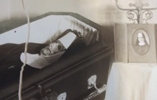 Sister Annella Zervas, OSB, in her casket, after she died at 26 of a debilitating skin disease. August, 1926. Credit: Photo courtesy of Joanne Zervas