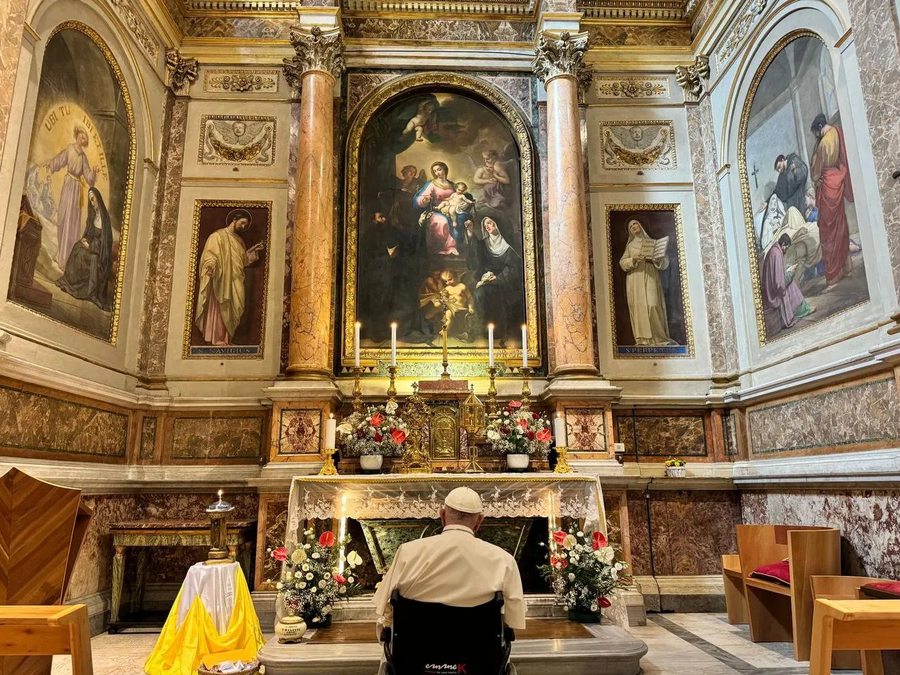 Pope Francis makes surprise visit to St. Monica’s tomb in Rome