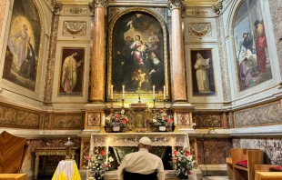 Pope Francis visits the Basilica of St. Augustine in Rome on Tuesday, Aug. 27, 2024. Credit: Vatican Media