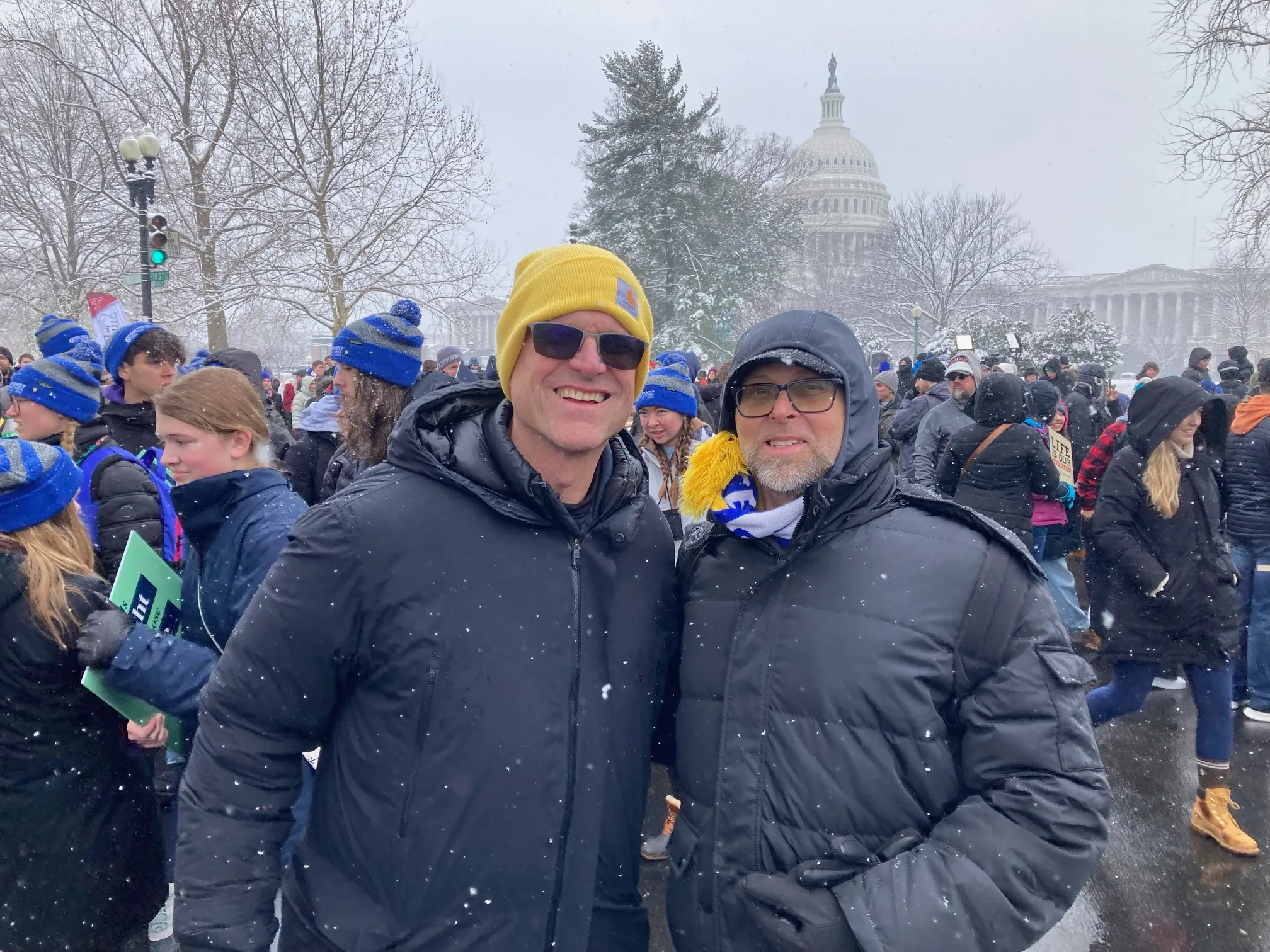 University of Michigan Wolverines coach Jim Harbaugh at the March for Life in Washington, D.C., on Jan. 19, 2024, pictured with Tim Shipe, a high school teacher from Florida (and lifelong Buckeye fan).?w=200&h=150