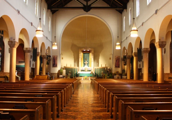 The nave and sanctuary of St. Benedict Church are seen in Baltimore. Credit: St. Benedict Church