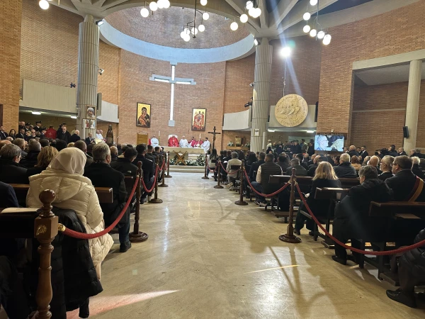 Pope Francis concelebrates Mass at Rome’s Rebibbia Prison Complex on the feast of St. Stephen, Thursday, Dec. 26, 2024. Credit: Courtney Mares/CNA