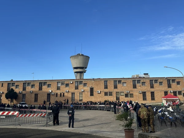 The outside of Rome’s Rebibbia Prison Complex on the feast of St. Stephen, Thursday, Dec. 26, 2024. Credit: Courtney Mares/CNA