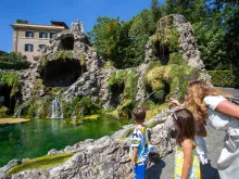 Isabella Salandri gives visitors a preview tour of the Vatican Gardens in Vatican City on Aug. 23, 2024.