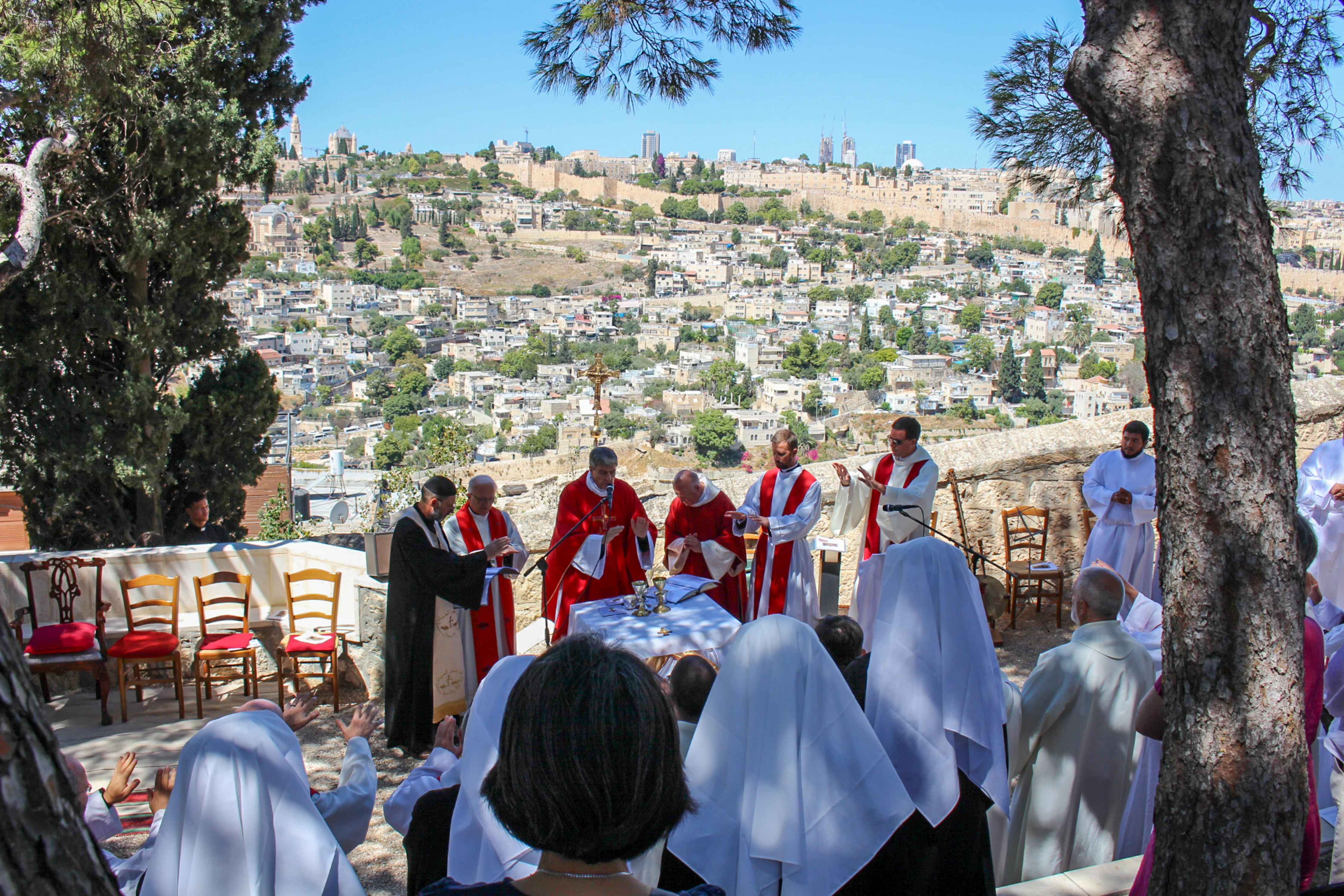 Monsignor Éric de Moulins-Beaufort, president of the French Bishops Conference, presides over the Mass that took place on Sept. 14, 2024, at Maison Abraham (Abraham House) in Jerusalem during the celebrations for the 60th anniversary of its foundation as a pilgrim guest house run by Secours Catholique-Caritas France.?w=200&h=150