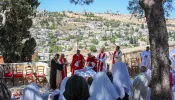 Monsignor Éric de Moulins-Beaufort, president of the French Bishops Conference, presides over the Mass that took place on Sept. 14, 2024, at Maison Abraham (Abraham House) in Jerusalem during the celebrations for the 60th anniversary of its foundation as a pilgrim guest house run by Secours Catholique-Caritas France.