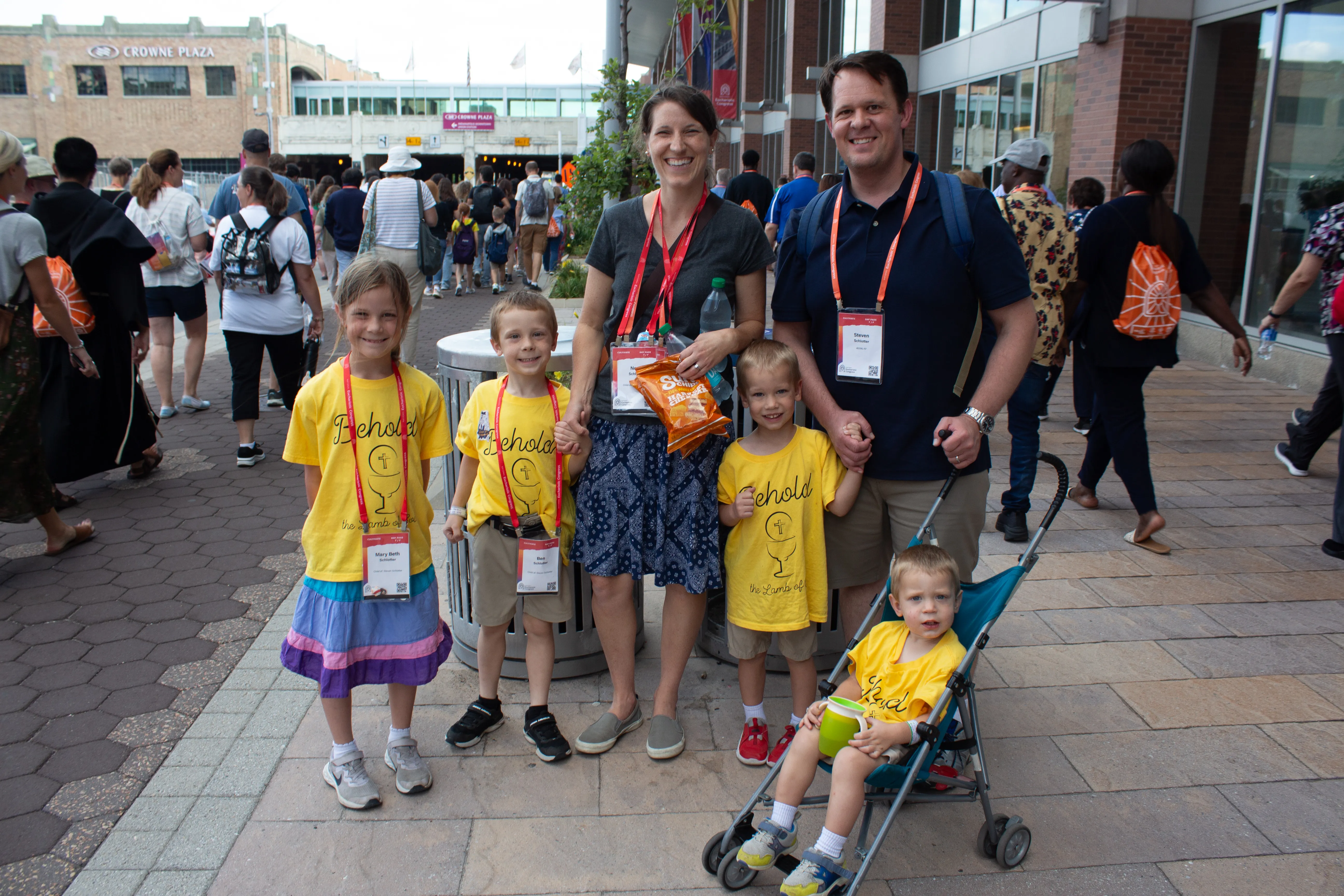 Steven and Joelle Schlotter, from Louisville, Kentucky, created special homemade T-shirts for their children in honor of the National Eucharistic Congress.?w=200&h=150