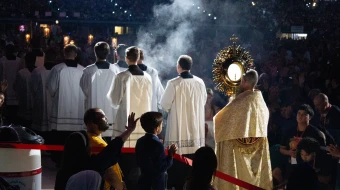 Eucharistic adoration at Lucas Oil Stadium during the 2024 National Eucharistic Congress in Indianapolis, July 17-21,2024.