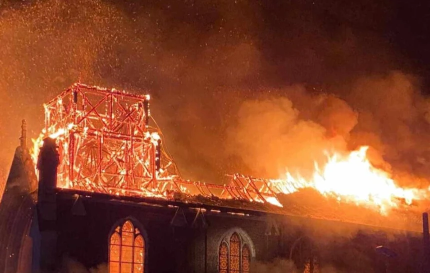 The historic Church of the Immaculate Conception in Saint-Omer, in the Pas-de-Calais department of northern France, was ravaged by arson on the night of Sept. 2, 2024.?w=200&h=150