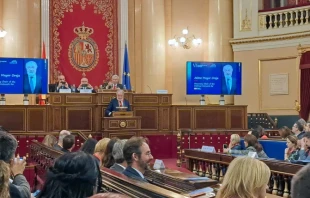 Jaime Mayor Oreja inaugurates the sixth Transatlantic Summit of the Political Network for Values ​​held in Spain’s Senate. Credit: Nicolás de Cárdenas/ACI Prensa