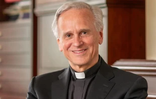 The Reverend John I. Jenkins will step down after nearly two decades of service as the president of Notre Dame University at the end of the 2023-24 academic year. Credit: Barbara Johnston, University of Notre Dame