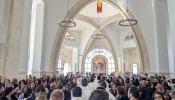 A depiction of the Baptism of the Lord is prominently placed in the new Church of the Baptism in Jordan during the church’s inauguration on Jan. 10, 2025.