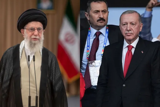 Iranian Supreme Leader Ayatollah Ali Khamenei and Turkish President Recep Tayyip Erdoğan