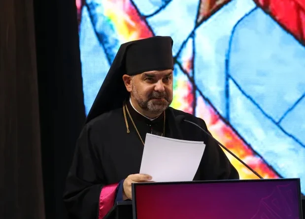 During the Sept. 9, 2024, session of the International Eucharistic Congress in Quito, Ecuador, Bishop Hryhoriy Komar of Sambir, Ukraine, gave his testimony about the horrors of the war in his country.?w=200&h=150