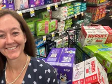 Kristen Day smiles while diaper shopping in Chicago amid the Democrats for Life diaper drive during the DNC.