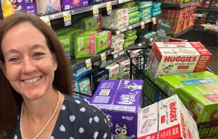 Kristen Day smiles while diaper shopping in Chicago amid the Democrats for Life diaper drive during the DNC. Credit: Courtesy of Democrats for Life