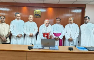 Cardinal Philip Neri Ferrão, the president of the Conference of Catholic Bishops of India (CCBI), launches the migrant portal on Sept. 27, 2024, in Bangalore, India. Credit: CCBI Migrant Commission