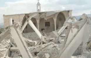 Eight people in this church and adjoining buildings in Derdghaya, Lebanon, were killed. Credit: Aid to the Church in Need