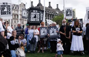 Representatives from the pro-life movement and their supporters gather to demonstrate in Parliament Square on May 15, 2024, in London. Credit: Dan Kitwood/Getty Images