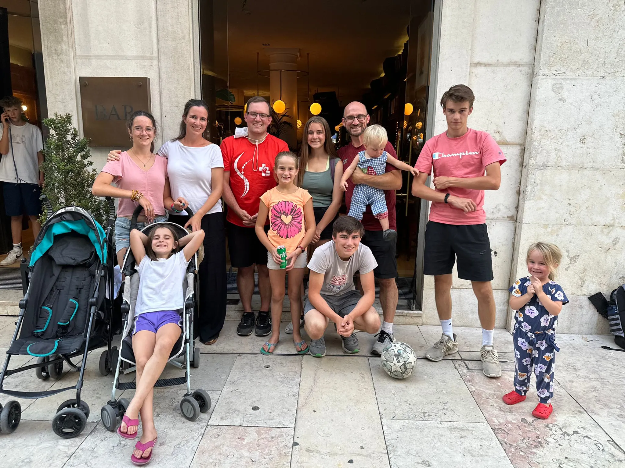 The Love family, along with Father Andrew St. Hilaire, enjoy their last meal at World Youth Day in Lisbon, Portugal.?w=200&h=150