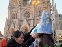 Pilgrims began to arrive to the Basilica of Our Lady of Luján in Argentina on Saturday, Oct. 5, 2024, after walking more than 37 miles and continued to pour in on Sunday, Oct. 6.