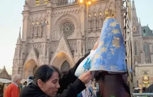 Pilgrims began to arrive to the Basilica of Our Lady of Luján in Argentina on Saturday, Oct. 5, 2024, after walking more than 37 miles and continued to pour in on Sunday, Oct. 6. Credit: "EWTN Noticias"/Screenshot