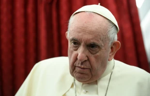 Pope Francis speaks during an in-flight press conference from Malta, April 3, 2022. Vatican Media.