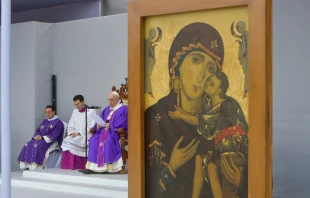 Pope Francis celebrates Mass at the Granaries in Floriana, Malta, April 3, 2022. Vatican Media.