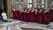 Pope Francis meets with the Roman Rota in the Vatican’s Clementine Hall on Friday, Jan. 31, 2025.