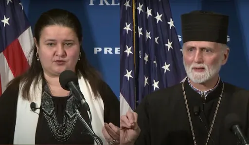 Ukrainian Ambassador to the United States Oksana Markarova and Archbishop Borys Gudziak of the Ukrainian Catholic Archeparchy of Philadelphia speak at the National Press Club on March 15, 2022.?w=200&h=150