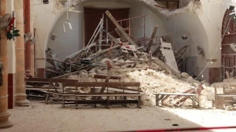 Part of the roof of San Luis Obispo Church in the town of Calkiní located north of the Campeche, the capital of the Mexican state of the same name, collapsed on Dec. 29, 2024. No injuries were reported.