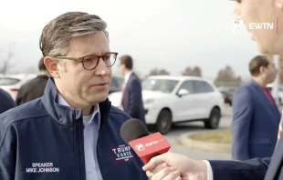 House Speaker Mike Johnson speaks with EWTN News in Bethlehem, Pennsylvania on Election Day, Nov. 5, 2024. Credit: EWTN News Screenshot