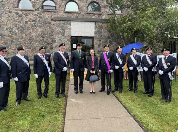 Representatives from the Knights of Columbus in Buffalo who support the works of the Office of Life Ministries at the St. Gianna and Pietro Molla Family Garden dedication and blessing on July 11, 2024. Credit: Cheryl Calire