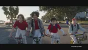 From left to right: Actor Mason Thames (Noah), Noah Cottrell (Ben), Julian Lerner (Eugene), and Abby James Witherspoon (Sammy) in the new movie "Monster Summer."