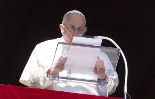 Pope Francis delivers the Angelus address on Feb. 12, 2023. Vatican Media