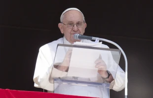 Pope Francis gives the Angelus address on March 12, 2023. Vatican Media.