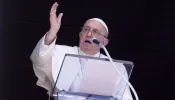 Pope Francis addresses the crowd gathered in St. Peter's Square for his Angelus address on Aug. 25, 2024.