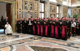 Pope Francis meets the bishops and priests of the churches of Sicily, Italy, in the Vatican's Clementine Hall on June 9, 2022. Vatican Media.