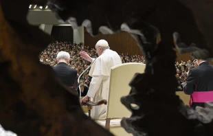 Pope Francis waves during the weekly general audience in the Vatican's Paul VI Hall on Dec. 28, 2022. Credit: Vatican Media.