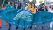 Pro-abortion activists march in Mexico City on Nov. 26, 2024.