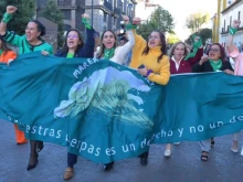 Pro-abortion activists march in Mexico City on Nov. 26, 2024.